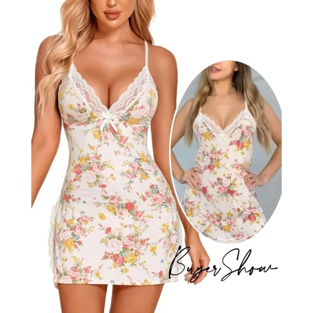 Women's Valentine's Lingerie Sexy Nightwear Strap Nightgown Babydoll Chemise US
